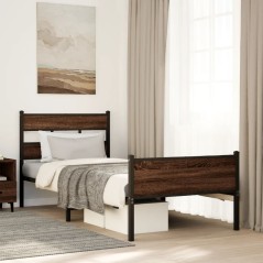 vidaXL Bettgestell ohne Matratze Braun Eiche 75x190 cm Holzwerkstoff