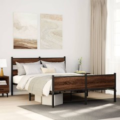 vidaXL Bettgestell ohne Matratze Braun Eiche 137x190 cm Holzwerkstoff