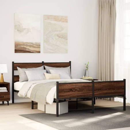 vidaXL Bettgestell ohne Matratze Braun Eiche 137x190 cm Holzwerkstoff