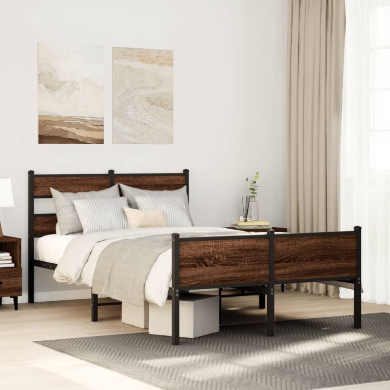 vidaXL Bettgestell ohne Matratze Braun Eiche 120x190 cm Holzwerkstoff vidaXL Bettgestell ohne Matratze Braun Eiche 120x190 cm Holzwerkstoff