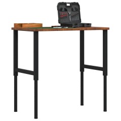 vidaXL Werkbank Dunkelbraun 100x60x(71,5-98) cm Massivholz Eiche