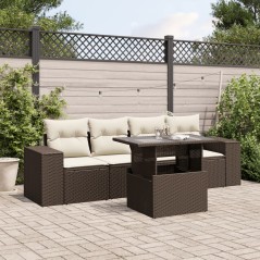 vidaXL 5-tlg. Garten-Sofagarnitur mit Kissen Braun Poly Rattan