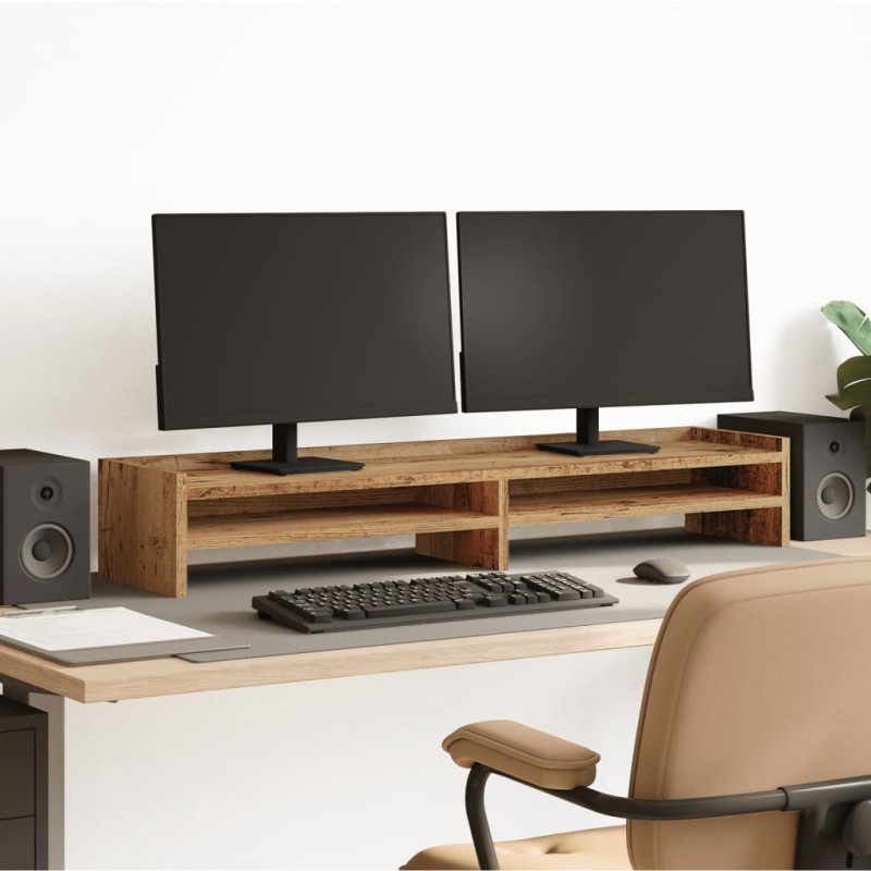 vidaXL Monitorständer Altholz-Optik 100x24x16 cm Holzwerkstoff vidaXL Monitorständer Altholz-Optik 100x24x16 cm Holzwerkstoff