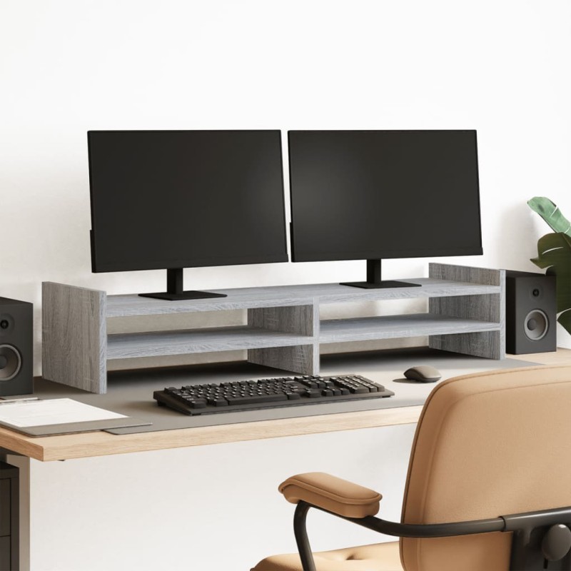 vidaXL Monitorständer Grau Sonoma 100x27x20 cm Holzwerkstoff vidaXL Monitorständer Grau Sonoma 100x27x20 cm Holzwerkstoff
