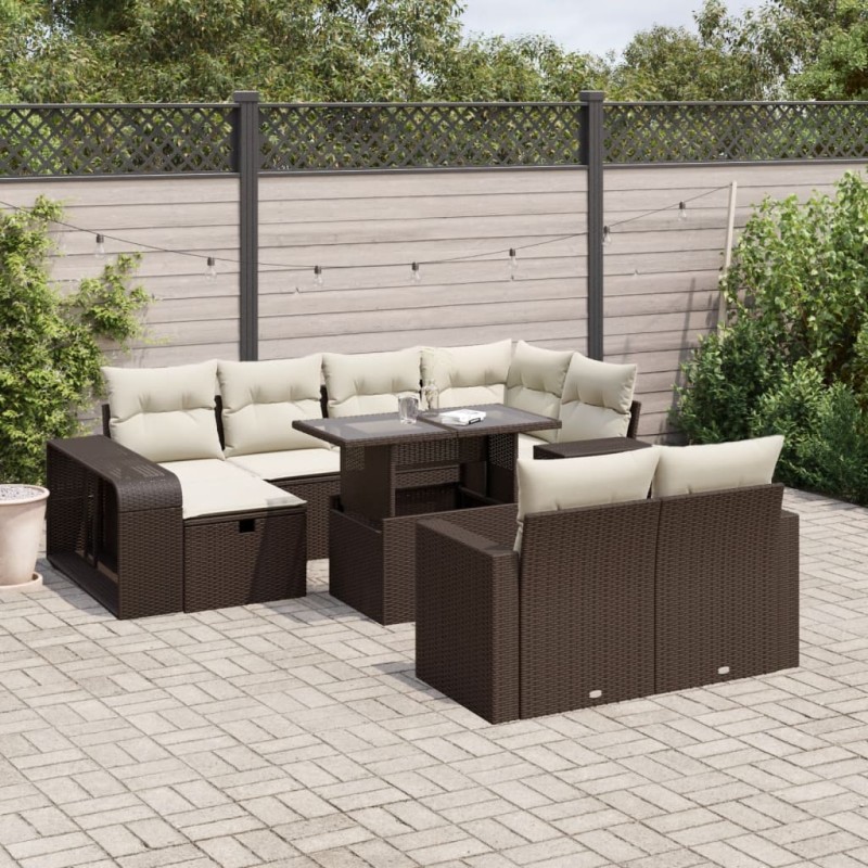 vidaXL 11-tlg. Garten-Sofagarnitur mit Kissen Braun Poly Rattan vidaXL 11-tlg. Garten-Sofagarnitur mit Kissen Braun Poly Rattan