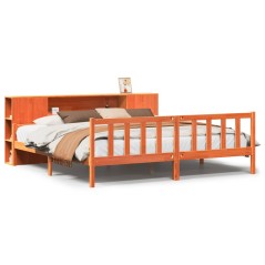 vidaXL Massivholzbett ohne Matratze Wachsbraun 180x200 cm Massivholz