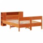 vidaXL Massivholzbett mit Regal ohne Matratze Wachsbraun 120x190 cm vidaXL Massivholzbett mit Regal ohne Matratze Wachsbraun 120x190 cm