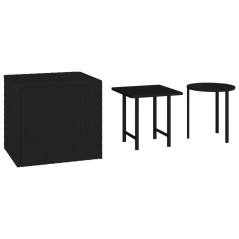 vidaXL Garten-Beistelltische 3 Stk. Schwarz Poly Rattan