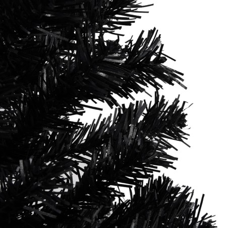 Künstlicher Weihnachtsbaum mit LEDs & Kugeln Schwarz 240 cm PVC