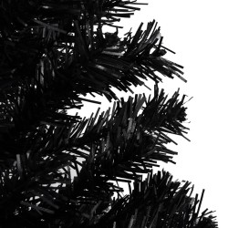 Künstlicher Weihnachtsbaum mit LEDs & Kugeln Schwarz 180 cm PVC