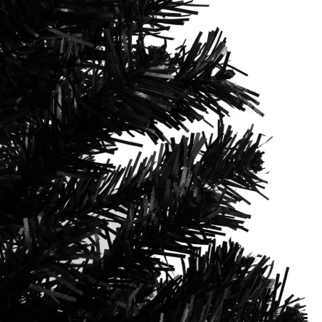 Künstlicher Weihnachtsbaum mit LEDs & Kugeln Schwarz 180 cm PVC