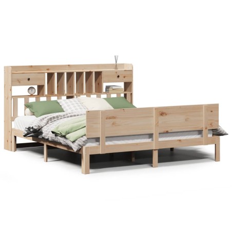 vidaXL Massivholzbett mit Regal ohne Matratze 200x200 cm Kiefer