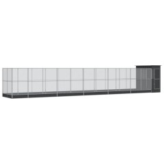 vidaXL Voliere mit Erweiterung Silbern 1244x203x216 cm Stahl