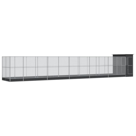 vidaXL Voliere mit Erweiterung Silbern 1244x203x216 cm Stahl