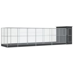 vidaXL Voliere mit Erweiterung Silbern 830x203x216 cm Stahl