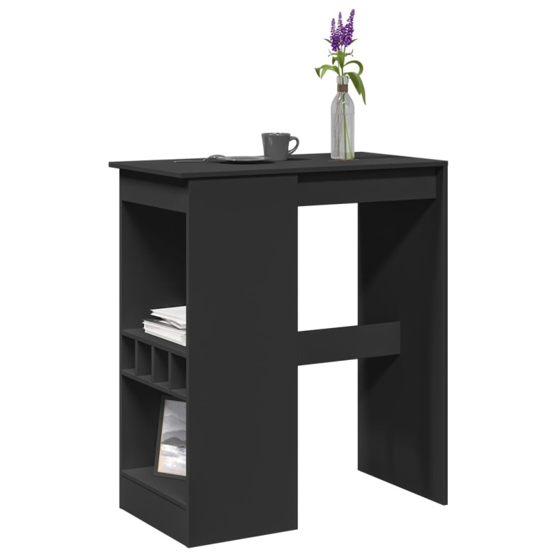 vidaXL Bartisch mit Regal Schwarz 90x47,5x103,5 cm Holzwerkstoff vidaXL Bartisch mit Regal Schwarz 90x47,5x103,5 cm Holzwerkstoff