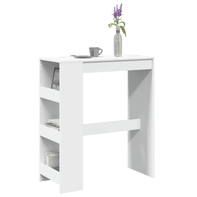 vidaXL Bartisch mit Regal Weiß 90x40x103,5 cm Holzwerkstoff vidaXL Bartisch mit Regal Weiß 90x40x103,5 cm Holzwerkstoff