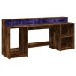 vidaXL LED-Schreibtisch Räuchereiche 200x55x91 cm Holzwerkstoff vidaXL LED-Schreibtisch Räuchereiche 200x55x91 cm Holzwerkstoff