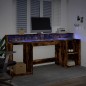 vidaXL LED-Schreibtisch Räuchereiche 200x55x91 cm Holzwerkstoff vidaXL LED-Schreibtisch Räuchereiche 200x55x91 cm Holzwerkstoff