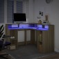 vidaXL LED-Schreibtisch Sonoma-Eiche 130x130x91 cm Holzwerkstoff