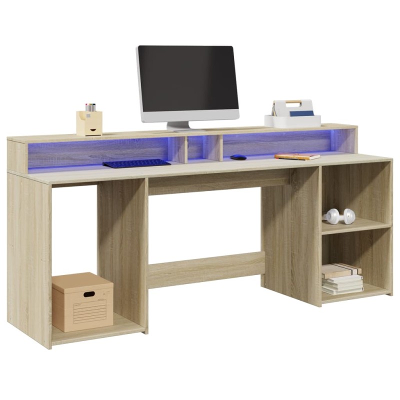 vidaXL LED-Schreibtisch Sonoma-Eiche 200x55x91 cm Holzwerkstoff vidaXL LED-Schreibtisch Sonoma-Eiche 200x55x91 cm Holzwerkstoff