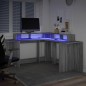 vidaXL LED-Schreibtisch Grau Sonoma 152x152x91 cm Holzwerkstoff
