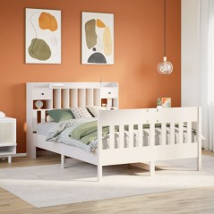 vidaXL Massivholzbett ohne Matratze Weiß 160x200 Kiefernholz