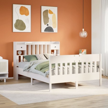 vidaXL Massivholzbett ohne Matratze Weiß 160x200 Kiefernholz