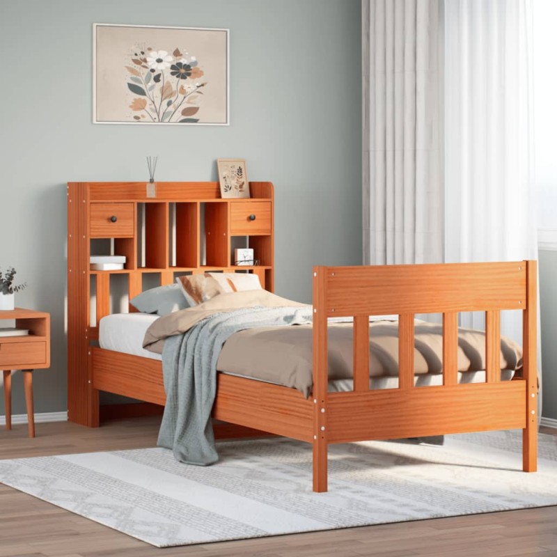 vidaXL Massivholzbett ohne Matratze Wachsbraun 90x190 cm Kiefernholz vidaXL Massivholzbett ohne Matratze Wachsbraun 90x190 cm Kiefernholz