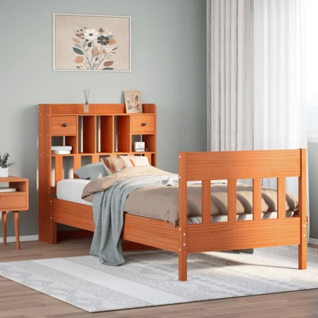 vidaXL Massivholzbett ohne Matratze Wachsbraun 90x190 cm Kiefernholz