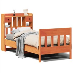 vidaXL Massivholzbett ohne Matratze Wachsbraun 90x190 cm Kiefernholz
