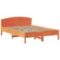 vidaXL Massivholzbett mit Regal ohne Matratze Wachsbraun 140x190 cm vidaXL Massivholzbett mit Regal ohne Matratze Wachsbraun 140x190 cm