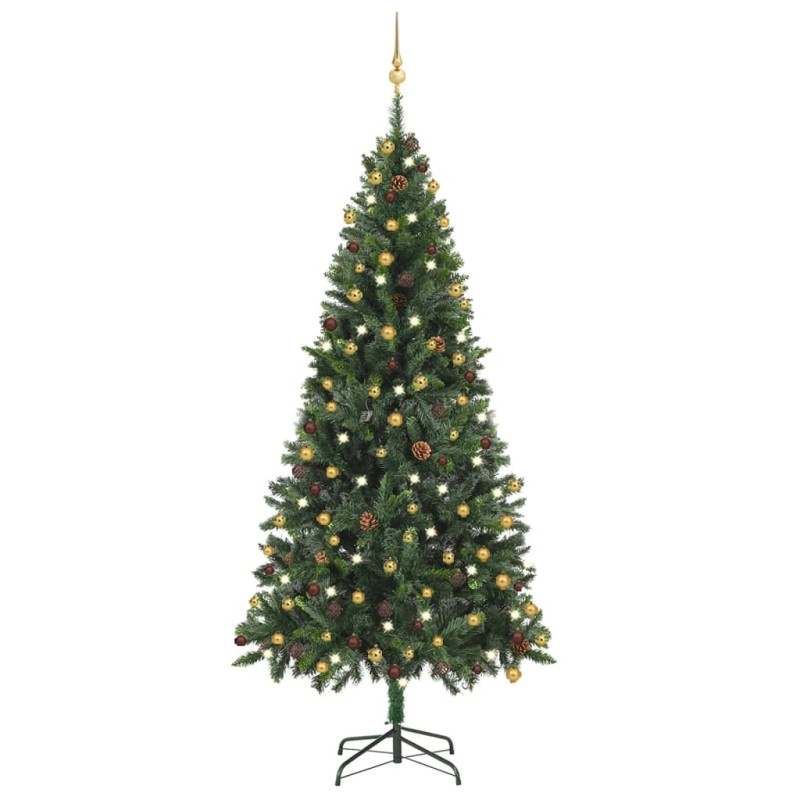 vidaXL Künstlicher Weihnachtsbaum mit Beleuchtung & Kugeln Grün 210 cm vidaXL Künstlicher Weihnachtsbaum mit Beleuchtung & Kugeln Grün 210 cm