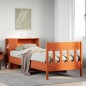 vidaXL Massivholzbett mit Regal ohne Matratze Wachsbraun 75x190 cm vidaXL Massivholzbett mit Regal ohne Matratze Wachsbraun 75x190 cm