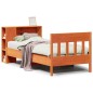 vidaXL Massivholzbett mit Regal ohne Matratze Wachsbraun 75x190 cm vidaXL Massivholzbett mit Regal ohne Matratze Wachsbraun 75x190 cm