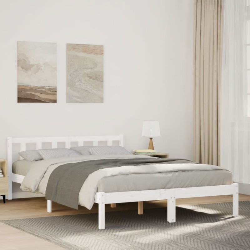 vidaXL Massivholzbett Extra Lang ohne Matratze Weiß 140x210 Kieferholz vidaXL Massivholzbett Extra Lang ohne Matratze Weiß 140x210 Kieferholz