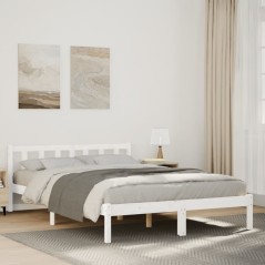 vidaXL Massivholzbett Extra Lang ohne Matratze Weiß 160x210 Kieferholz