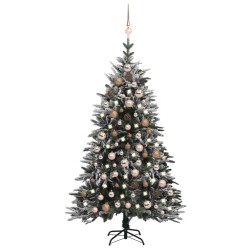 Künstlicher Weihnachtsbaum LEDs & Kugeln Beschneit 150cm PVC PE
