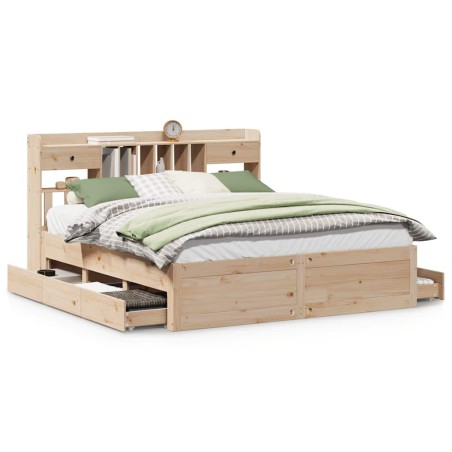 vidaXL Massivholzbett mit Regal ohne Matratze 200x200 cm Kiefernholz