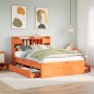 vidaXL Massivholzbett mit Regal ohne Matratze Wachsbraun 140x200 cm vidaXL Massivholzbett mit Regal ohne Matratze Wachsbraun 140x200 cm