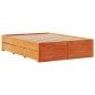 vidaXL Massivholzbett mit Regal ohne Matratze Wachsbraun 140x200 cm vidaXL Massivholzbett mit Regal ohne Matratze Wachsbraun 140x200 cm