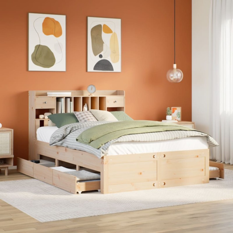 vidaXL Massivholzbett mit Regal ohne Matratze 150x200 cm Kiefernholz vidaXL Massivholzbett mit Regal ohne Matratze 150x200 cm Kiefernholz