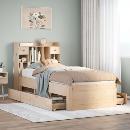 vidaXL Massivholzbett mit Regal ohne Matratze 90x200 cm Kiefer