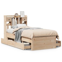 vidaXL Massivholzbett mit Regal ohne Matratze 90x200 cm Kiefer