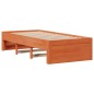 vidaXL Massivholzbett mit Regal ohne Matratze Wachsbraun 90x190 cm vidaXL Massivholzbett mit Regal ohne Matratze Wachsbraun 90x190 cm