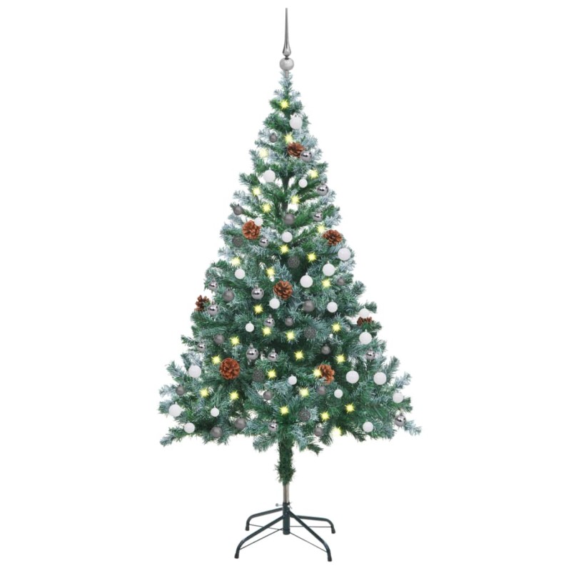 Weihnachtsbaum Beschneit mit LEDs & Kugeln & Zapfen 150 cm Weihnachtsbaum Beschneit mit LEDs & Kugeln & Zapfen 150 cm