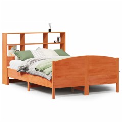 vidaXL Massivholzbett mit Regal ohne Matratze Wachsbraun 120x190 cm