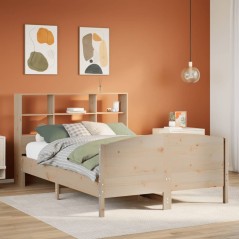 vidaXL Massivholzbett mit Regal ohne Matratze 135x190 cm Kiefer