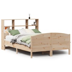 vidaXL Massivholzbett mit Regal ohne Matratze 135x190 cm Kiefer