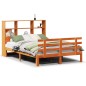 vidaXL Massivholzbett mit Regal ohne Matratze Wachsbraun 160x200 cm vidaXL Massivholzbett mit Regal ohne Matratze Wachsbraun 160x200 cm